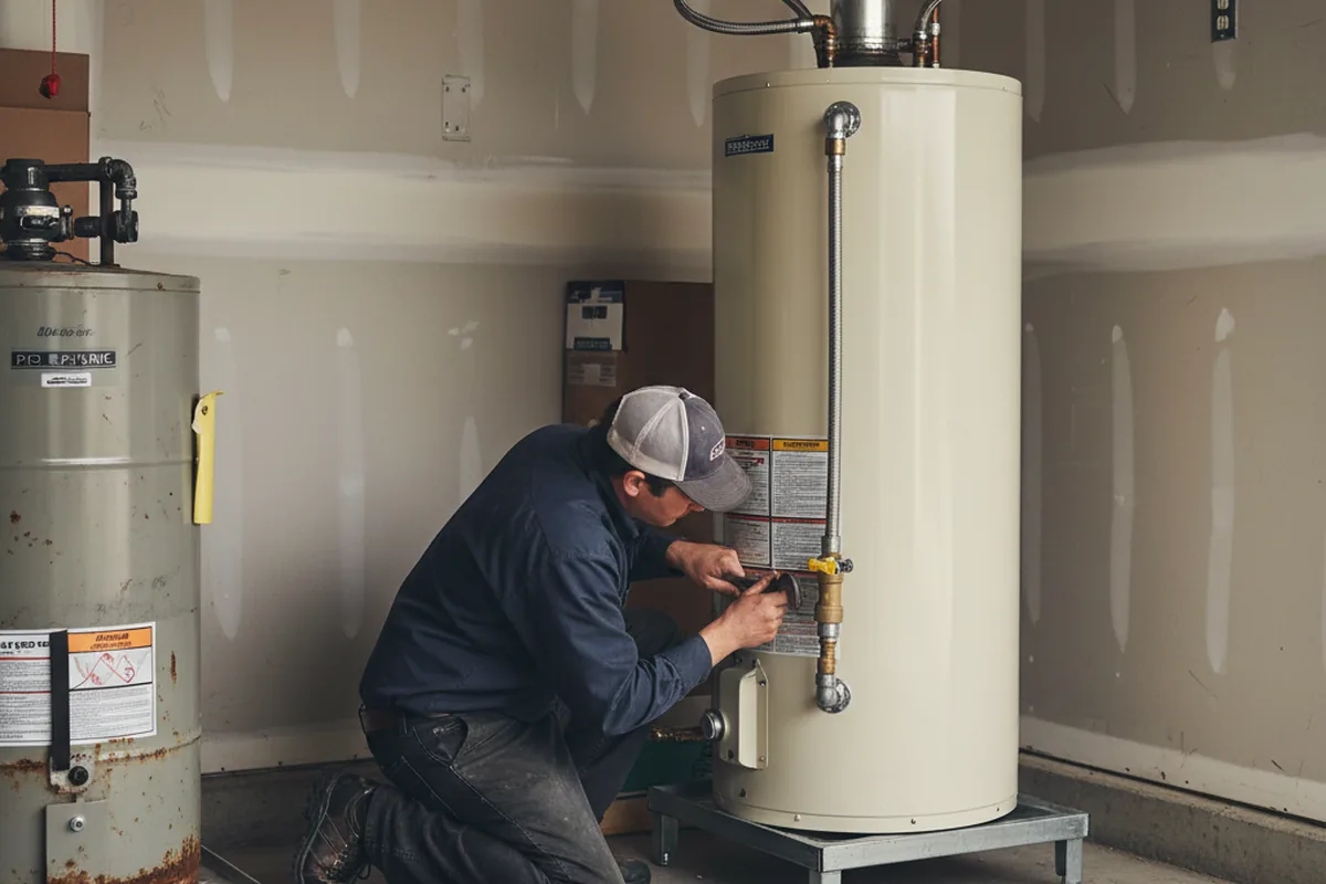 Water heater and shutoff valve replacement in Reader